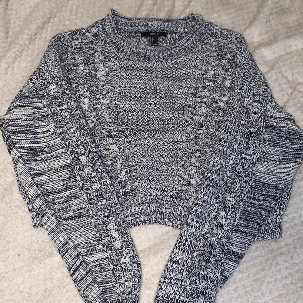 Blue and white sweater